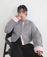 【2月上旬予約商品】シャツドッキングニットカーデ