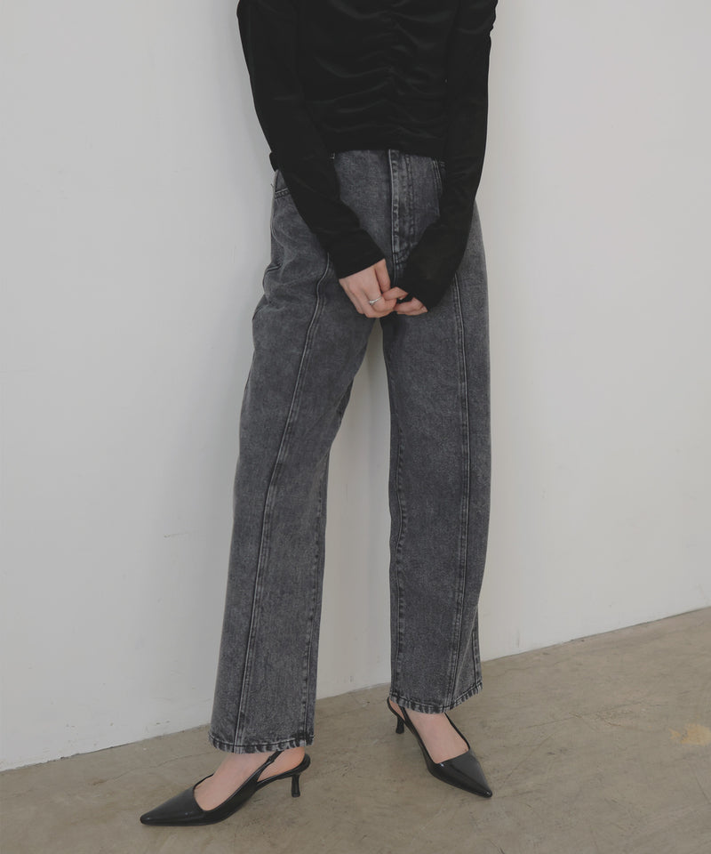 センターラインストレートデニムパンツ