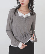 バイカラーヘンリーネックプルオーバー