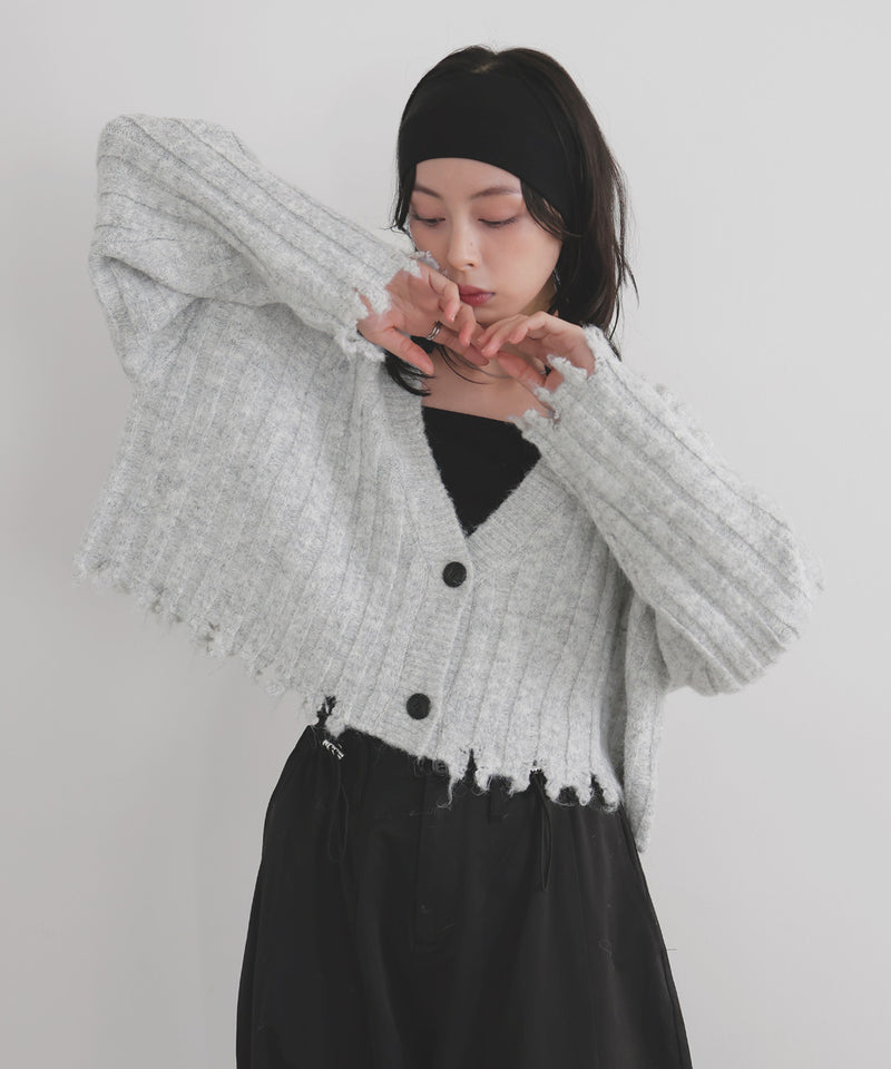 ダメージVネックカーディガン