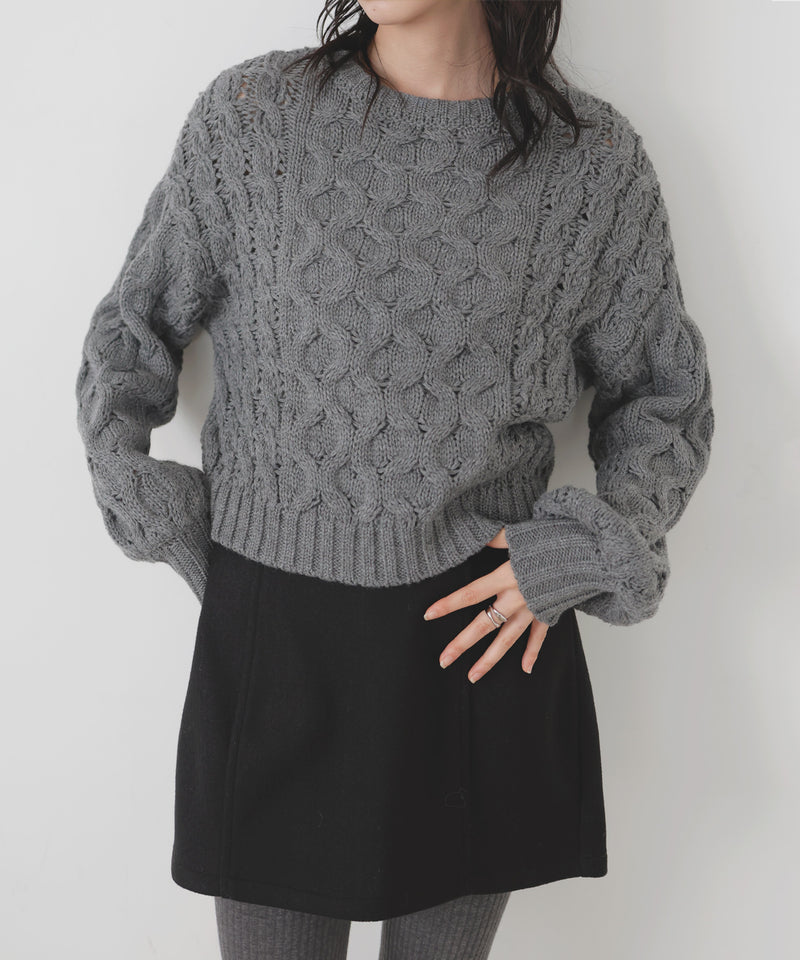 【11月中旬予約商品】バルキータッチケーブルニット