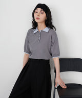 レイヤードカラーポロニット