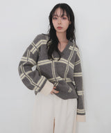 【11月上旬予約商品】シャギーチェックキーネックニット
