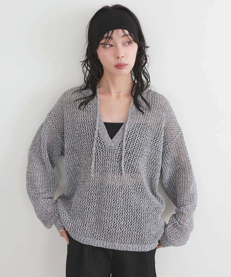 透かし編みキーネックプルオーバー – LIAN
