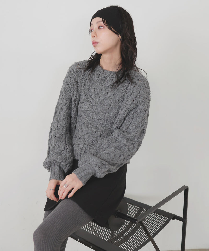 【11月中旬予約商品】バルキータッチケーブルニット