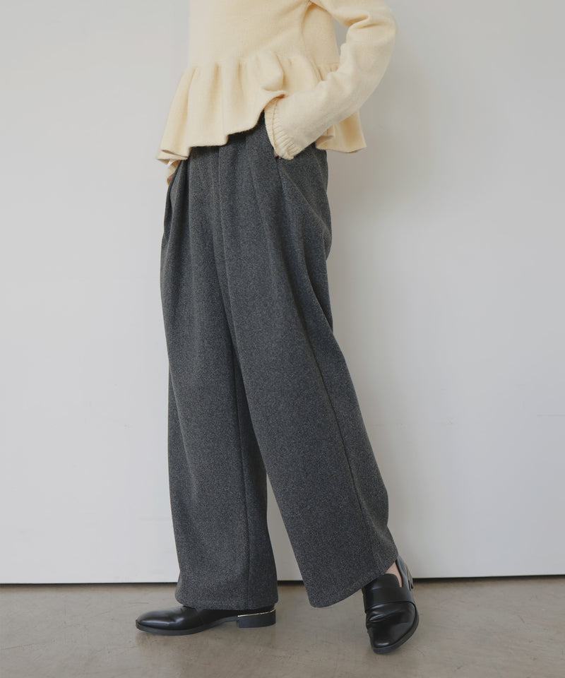 ウールライクタックワイドパンツ