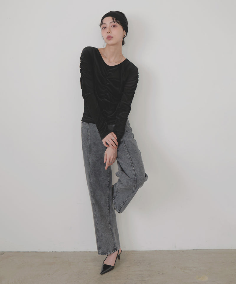 センターラインストレートデニムパンツ