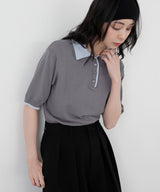 レイヤードカラーポロニット