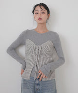 レースアップニットビスチェ