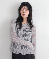 フリルメッシュポロカーデ