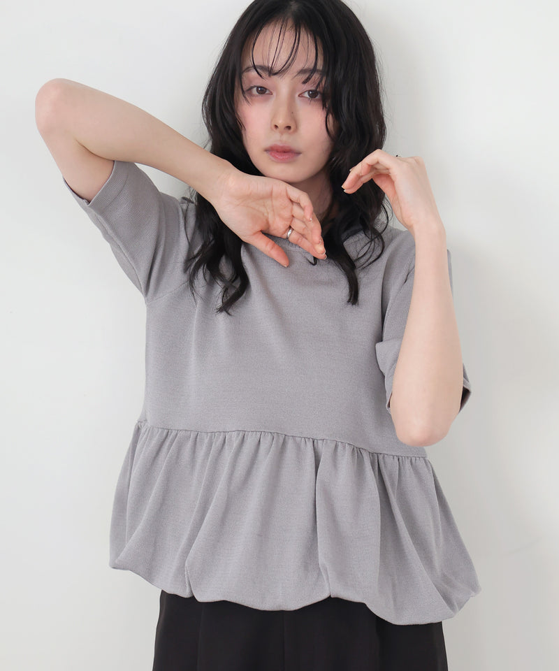 【新品未使用】sheller  シェリエ　ハーフスリーブペプラムニット 新品未使用】sheller シェリエ ハーフスリーブペプラムニット 【公式通販】