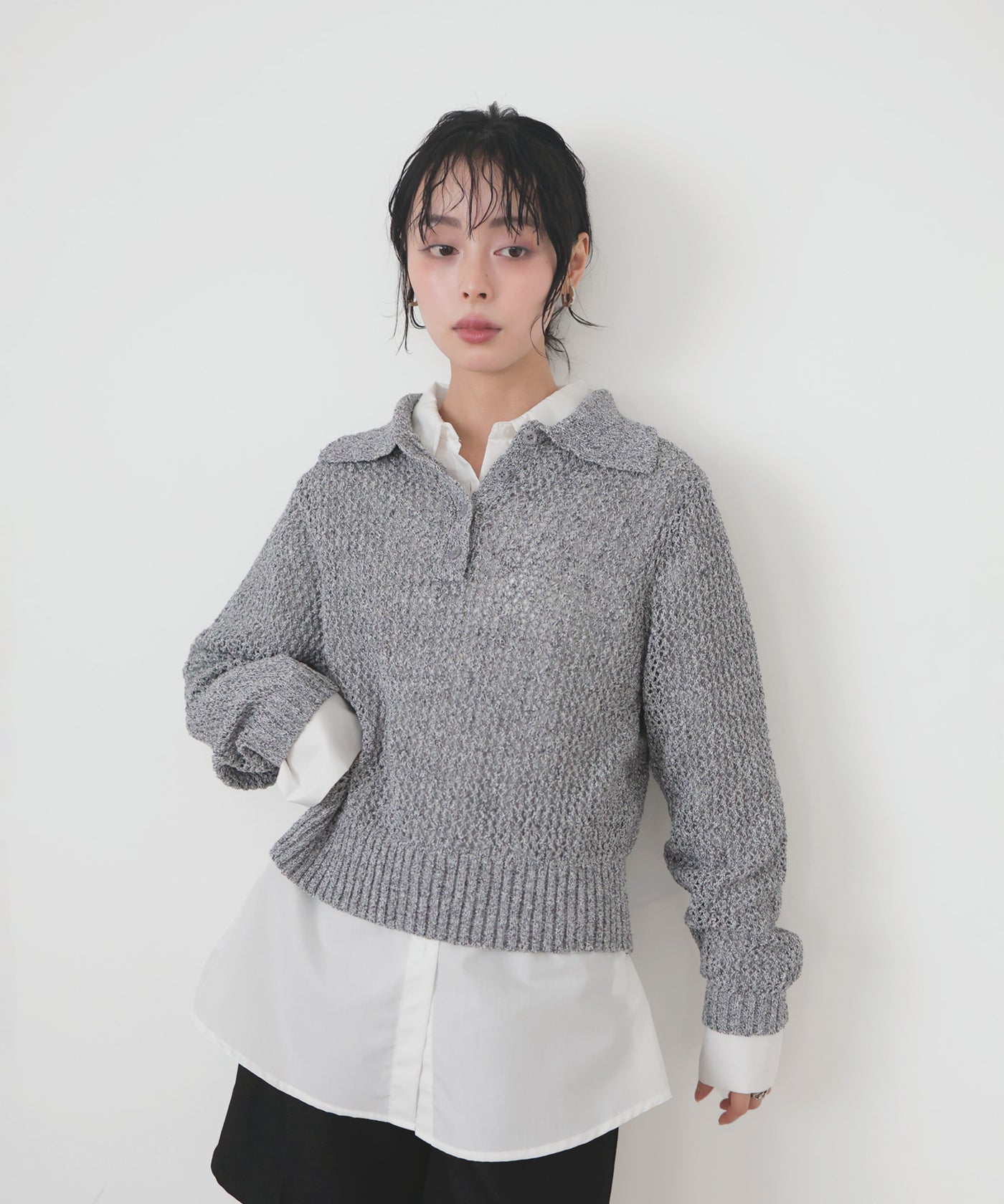 未使用 タグ付き Theory リネンメッシュ編み ポロニット size S MIXメッシュポロニット – LIAN