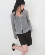 Vネックメッシュカーディガン