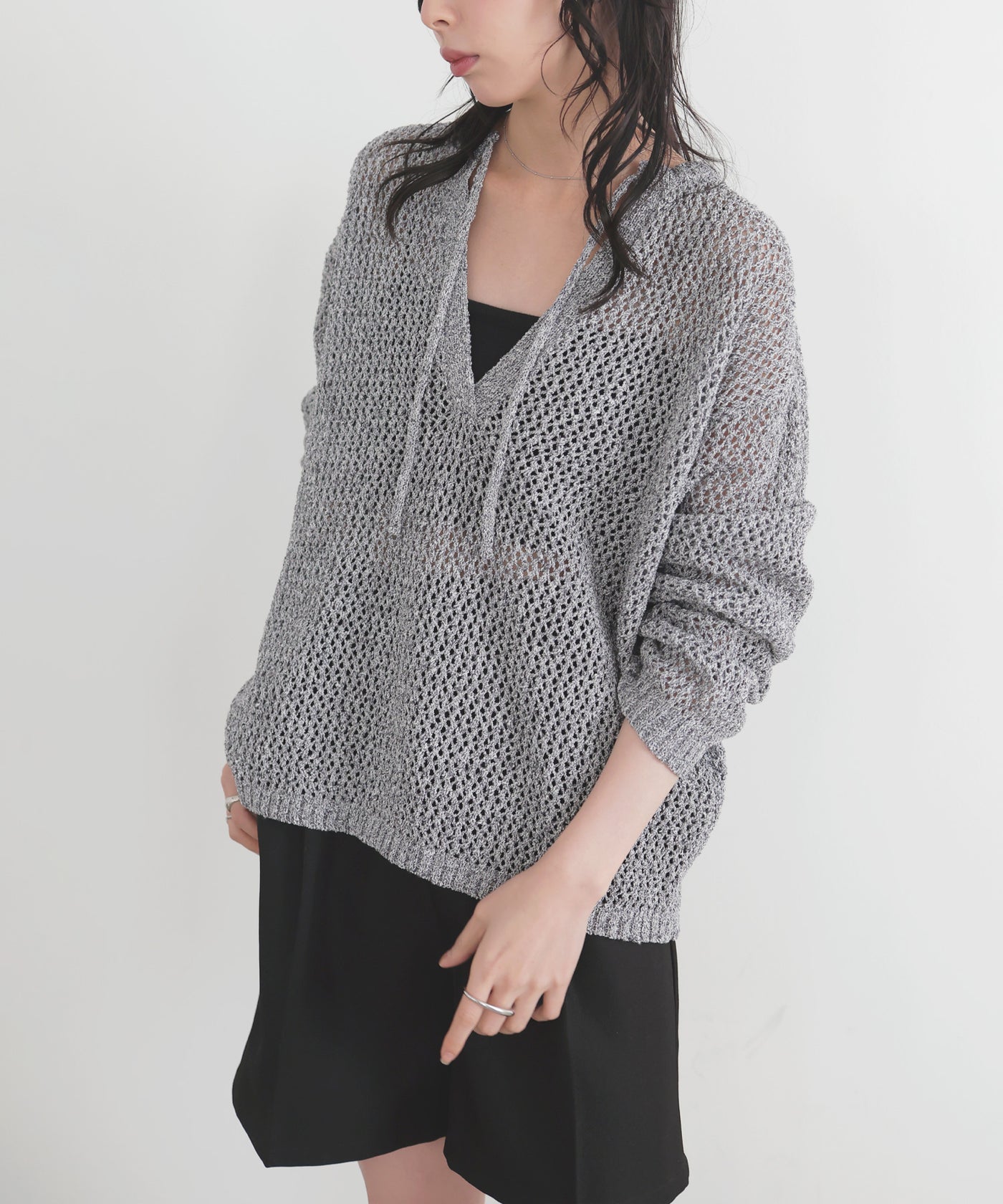 透かし編みキーネックプルオーバー – LIAN