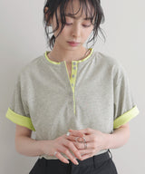 バイカラーヘンリーネックＴシャツ