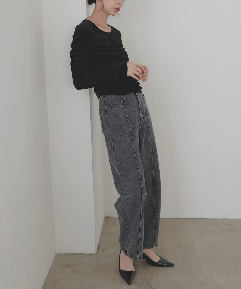 センターラインストレートデニムパンツ