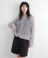 フリルメッシュポロカーデ