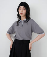 レイヤードカラーポロニット