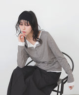 バイカラーヘンリーネックプルオーバー