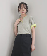 バイカラーヘンリーネックＴシャツ
