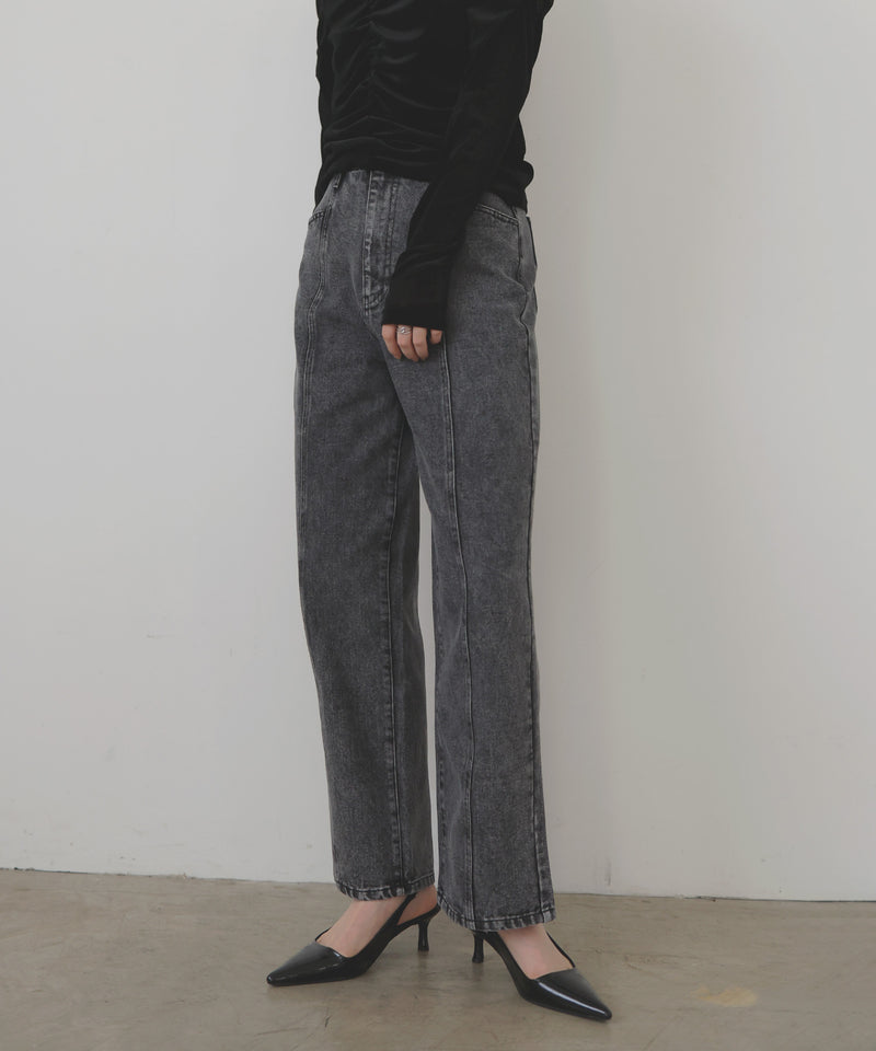 センターラインストレートデニムパンツ
