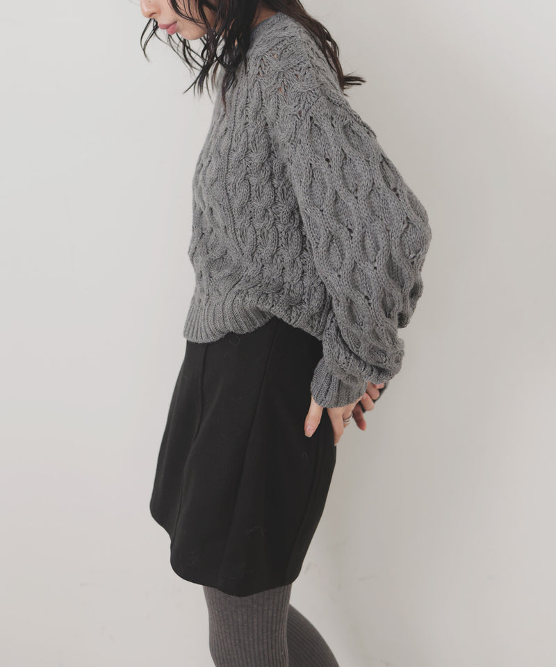 【11月中旬予約商品】バルキータッチケーブルニット