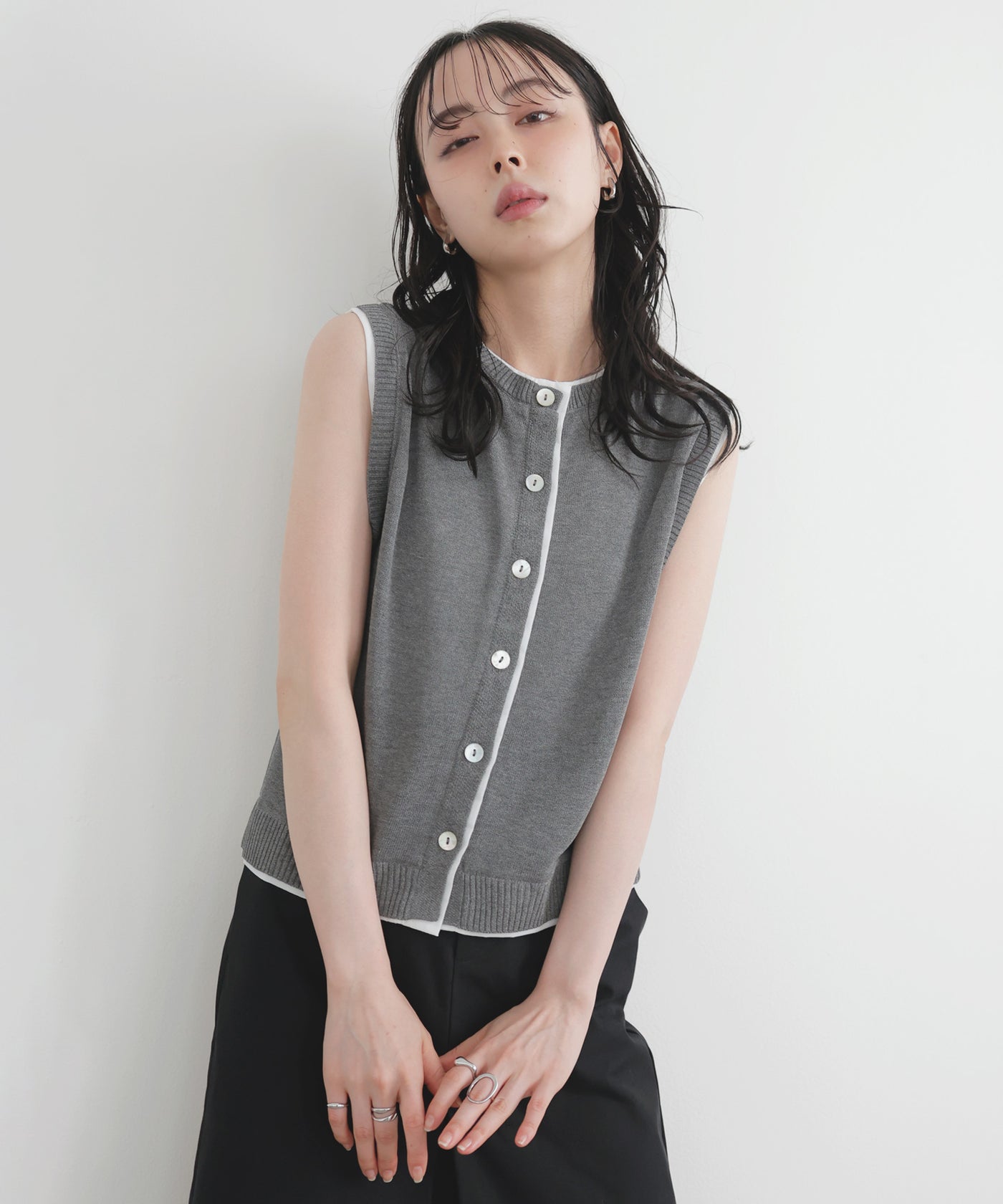 24SS♡ダイアグラム グレースコンチネンタル バイカラーニットベスト 36 バイカラーニットベスト / GRACE CONTINENTAL | GRACE