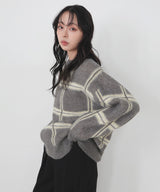 【11月上旬予約商品】シャギーチェッククルーネックニット