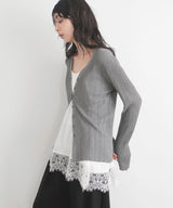 Vネックランダムリブニットカーディガン