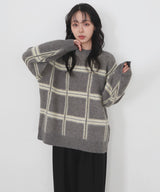 【11月上旬予約商品】シャギーチェッククルーネックニット