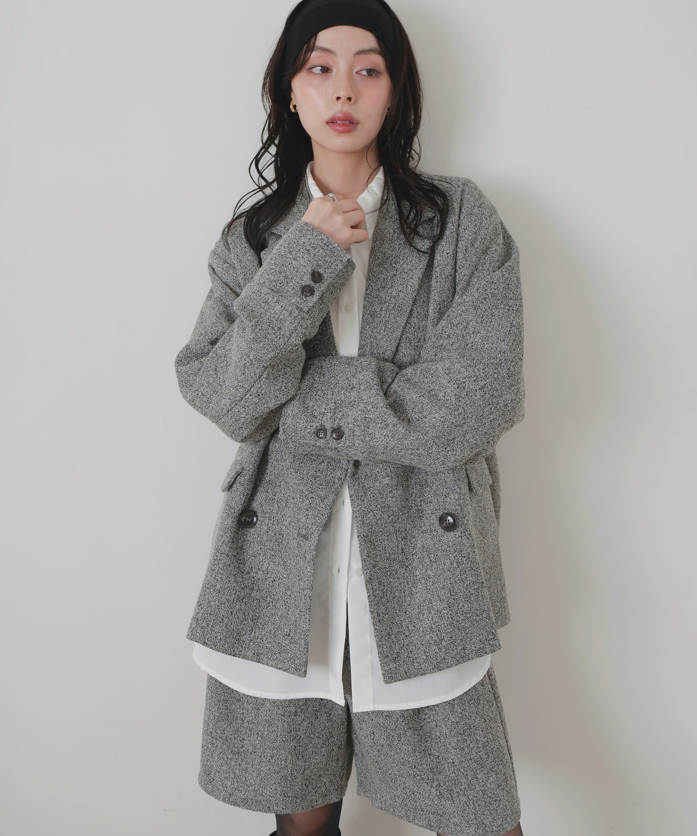 tweed柄　テーラード　ジャケット　ダブル