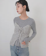 レースアップニットビスチェ