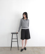 ボーダーリブヘンリーネックプルオーバー