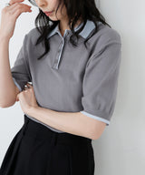 レイヤードカラーポロニット