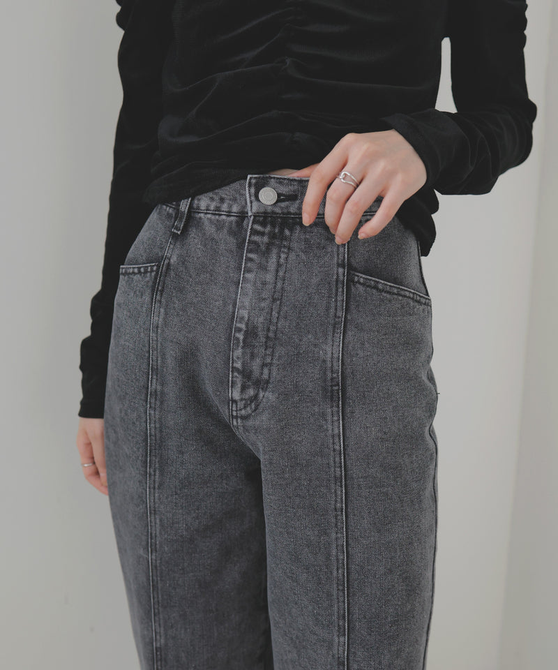 センターラインストレートデニムパンツ
