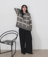 【11月上旬予約商品】シャギーチェッククルーネックニット