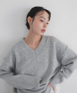 Vネックニットセーター