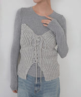 レースアップニットビスチェ