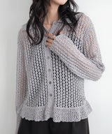 フリルメッシュポロカーデ