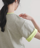 バイカラーヘンリーネックＴシャツ