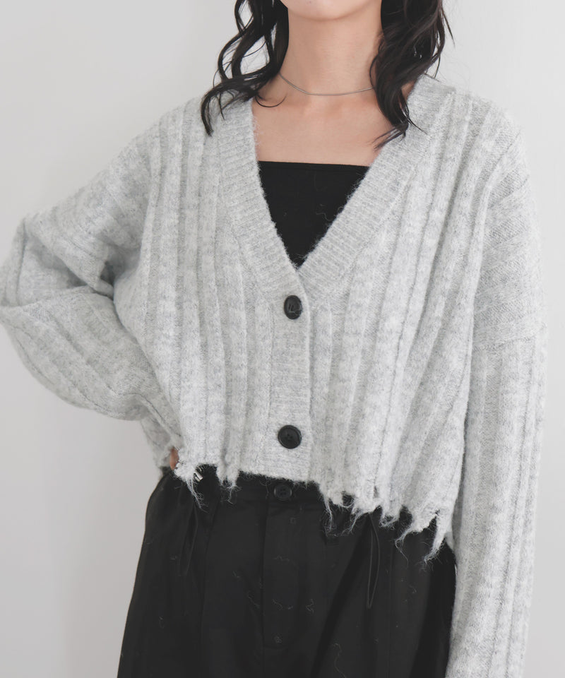 ダメージVネックカーディガン