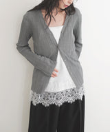 Vネックランダムリブニットカーディガン