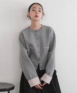 【1月中旬予約商品】バイカラーニットカーディガン