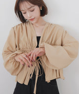 【一部予約商品】【mayu × LIAN】ダブルリボンシャーリングブラウス