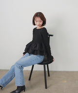 【3月上旬予約商品】【mayu × LIAN】シャイニーフリルニット