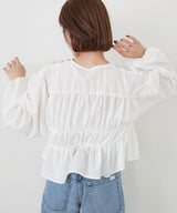 【一部予約商品】【mayu × LIAN】ダブルリボンシャーリングブラウス