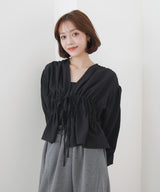 【一部予約商品】【mayu × LIAN】ダブルリボンシャーリングブラウス