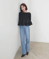 【3月上旬予約商品】【mayu × LIAN】シャイニーフリルニット