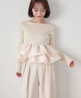 【3月上旬予約商品】【mayu × LIAN】シャイニーフリルニット