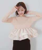 【3月上旬予約商品】【mayu × LIAN】シャイニーフリルニット